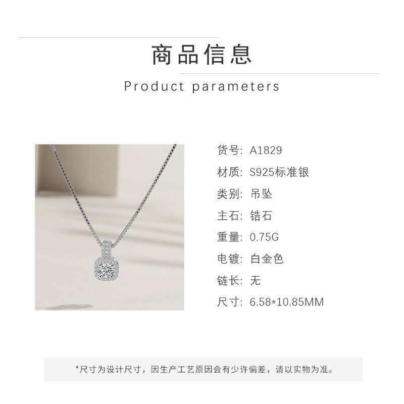 S925 Sterling Silver Pendant Female Jewelry European and American Simple Zircon Necklace Silver Pendant Mla1829