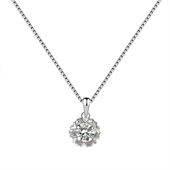S925 Sterling Silver Snowflake Necklace Pendant Female Korean Style Fashion Pendant Silver Jewelry Mla1831
