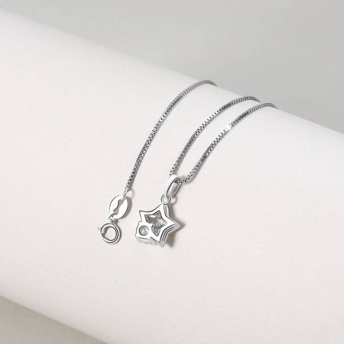 S925 Sterling Silver Five-Pointed Star Necklace Pendant Female Fashion White Collar Creative Star Silver Pendant Mla1827