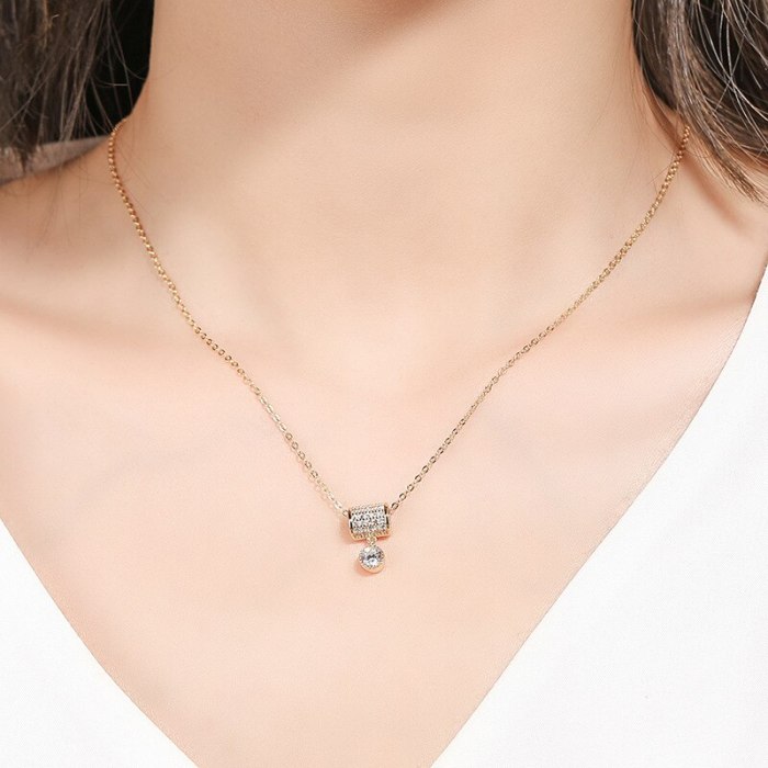 S925 Sterling Silver Necklace Female Ins Fashion Creative Set with Zircon Clavicle Chain MlA1875