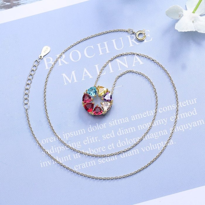 Necklace Women's Colorful Zircon Personalized Short Clavicle Chain Versatile Jewelry Xz538
