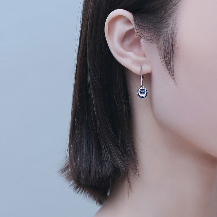 European and American Retro Color Zircon Earrings Female S925 Sterling Silver Earrings Temperament Earrings Earhook MlE1845
