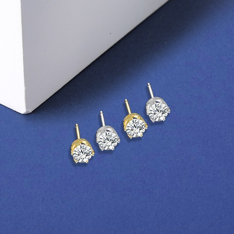 S925 Sterling Silver Crown Earrings Japan and South Korea Six Prong Earrings MlE2272