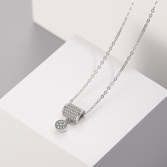 S925 Sterling Silver Necklace Female Ins Fashion Creative Set with Zircon Clavicle Chain MlA1875