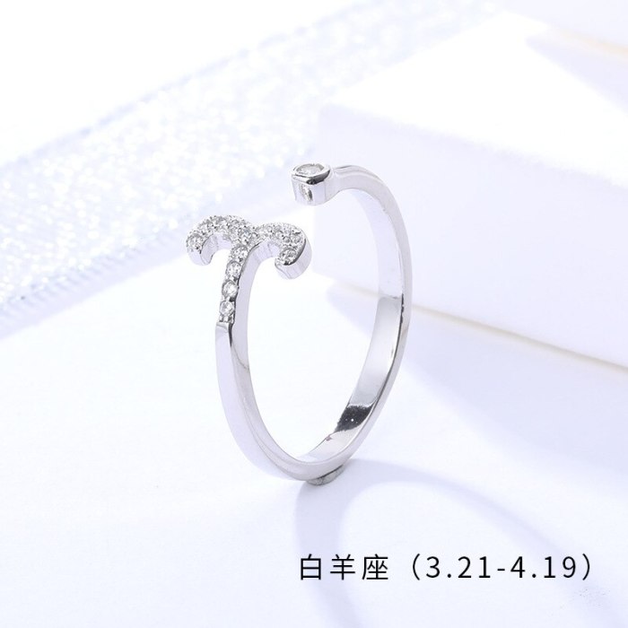 S925 Sterling Silver 12 Constellations Ring Women's Fashion Korean Creative Ring Mlk239