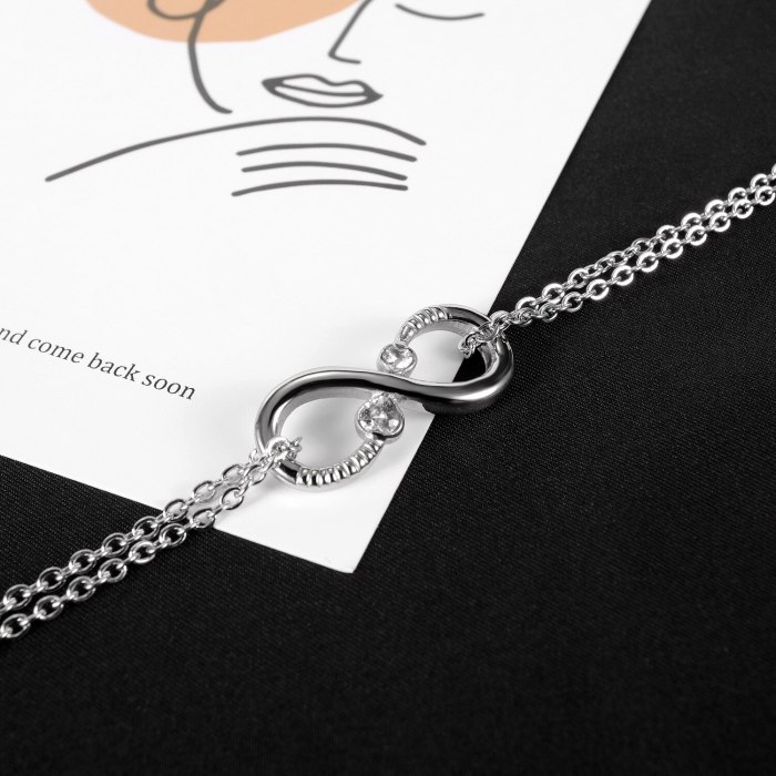 Ins Design Fashion Simple Figure 8 Bracelet Girlfriends Stainless Steel Inlaid Zircon Jewelry Gb1141