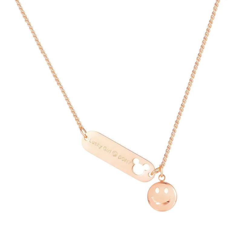 The New Simple Personality Smiling Face Titanium Steel Hollow Lovely Electroplating Water Wave Chain Necklace Gb1752