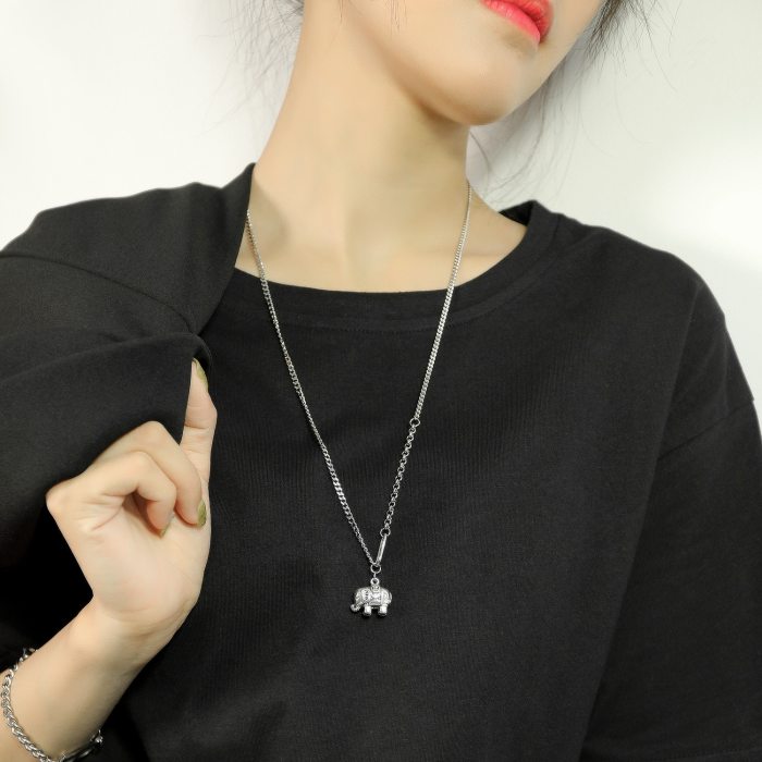 Japan and South Korea Ins Personalized Splicing Chain Simple Versatile Little Elephant Alloy Pendant Necklace Gb1918