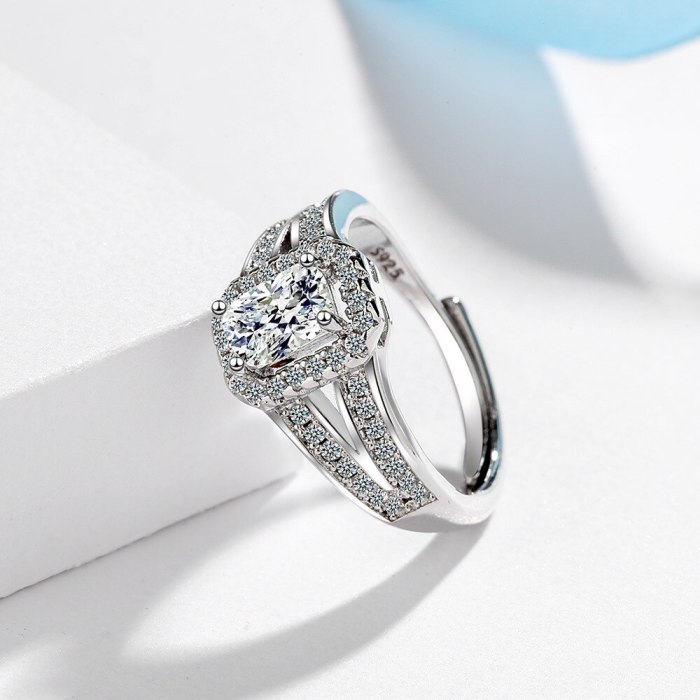 Korean Version of Ring Female Square Zirconium Diamond Wide Female Ring Jewelry XzJZ360