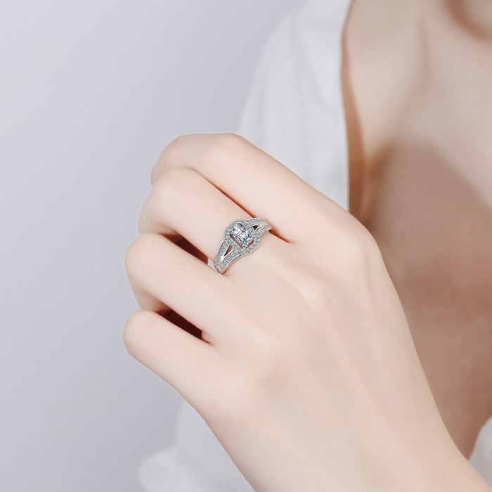 Korean Version of Ring Female Square Zirconium Diamond Wide Female Ring Jewelry XzJZ360