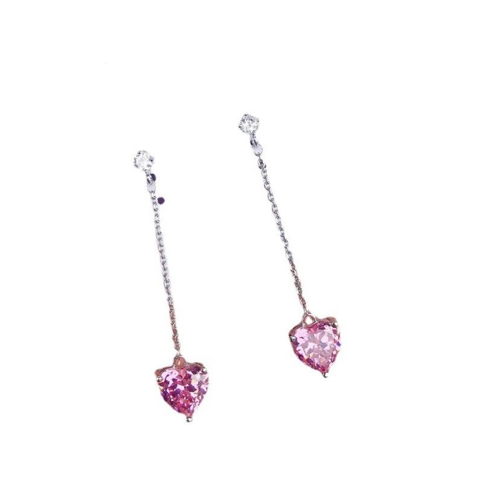 Love Heart-shaped Earrings Pink Girly Heart Simple Temperament Earrings S925 Sterling Silver Needle Earrings QxWE1619