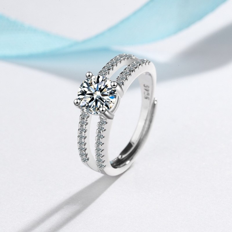 Flash Zirconium Diamond Ring Live Mouth Design Fashion Temperament Ring Female Ring Bracelet XzJZ368