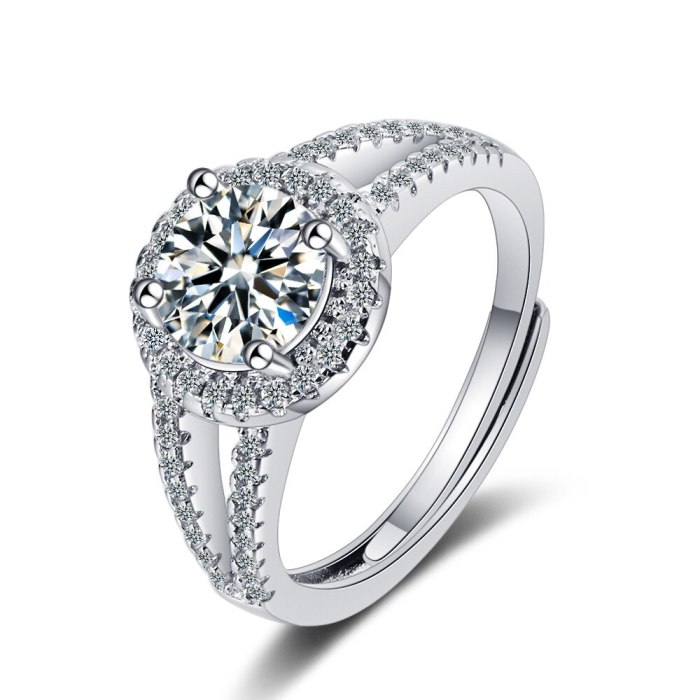 Korean Style Ins Wind Ring Women's Zirconium Diamond Wide Face Ring Bracelet XzJZ355