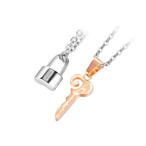 Titanium Steel Pendant Oath Lock Good-looking Personality Simple All-Match New Stainless Steel Necklace Gb1931