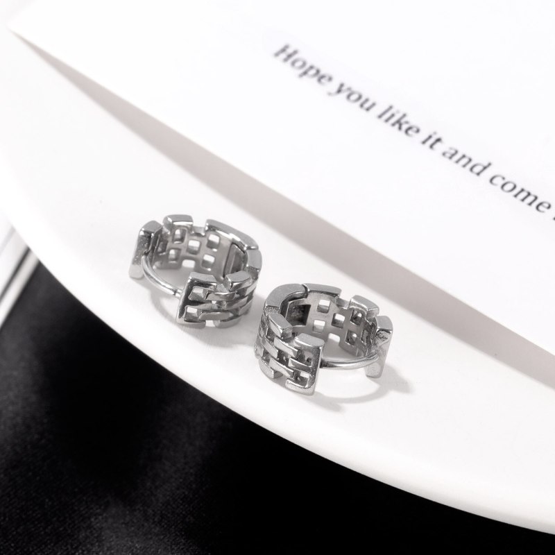 Korean Style Personalized Retro Simple All-Match Circle Stainless Steel Stud Earrings for Girlfriend Gb672