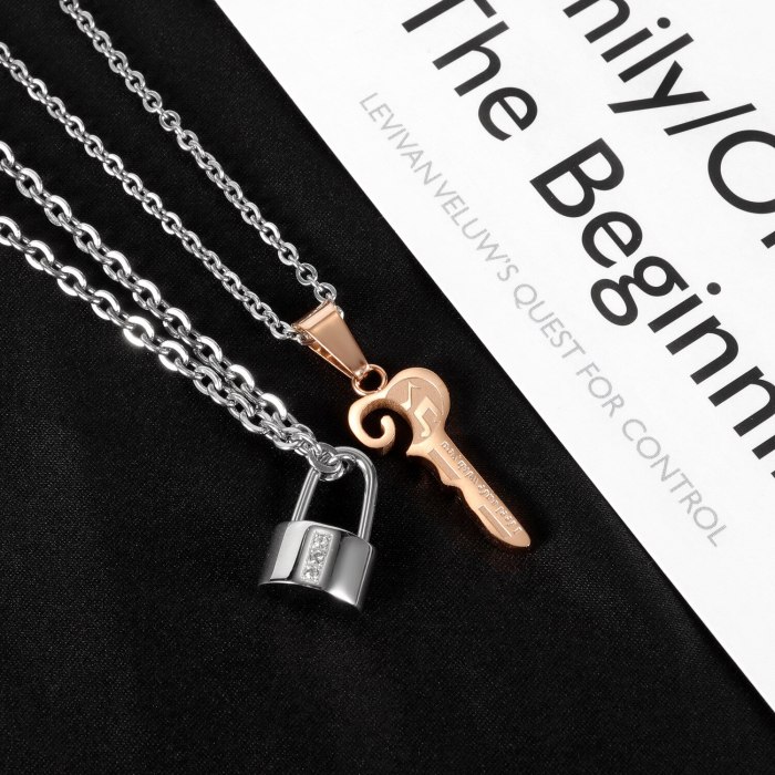 Titanium Steel Pendant Oath Lock Good-looking Personality Simple All-Match New Stainless Steel Necklace Gb1931