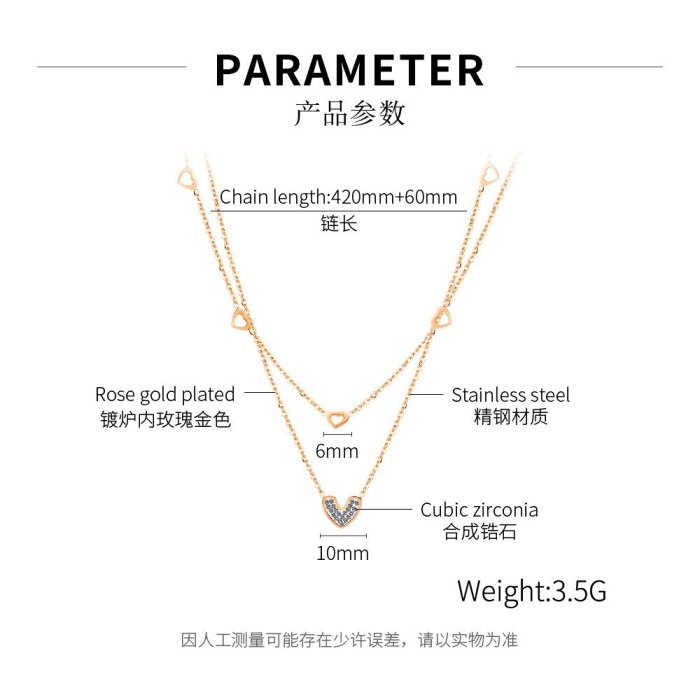 New Japanese and Korean Niche Design Fashionable Personality All-Match Love Women's Stainless Steel Necklace Gb1941