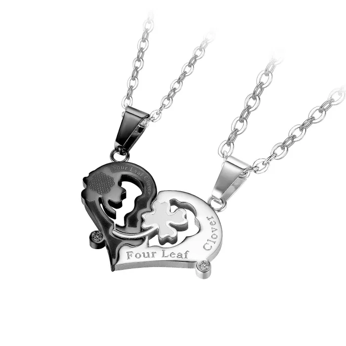 2021 New Love Stitching Pendant Niche Design Fashion Simple Couple Stainless Steel Necklace Gb1937