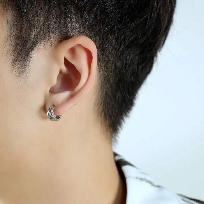 Korean Style Personalized Retro Simple All-Match Circle Stainless Steel Stud Earrings for Girlfriend Gb672