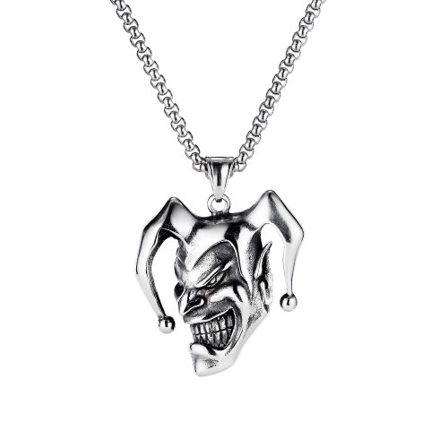 European and American Retro Clown Skull Evil Smiley Face Stainless Steel Men's Necklace Gb1928