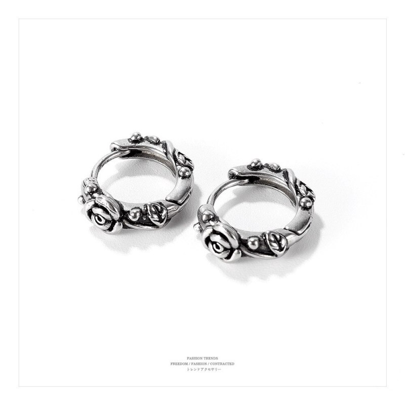 Japanese and Korean Elegant All-Match Retro Geometric Circle Earrings Street Stainless Steel Earrings Gb670