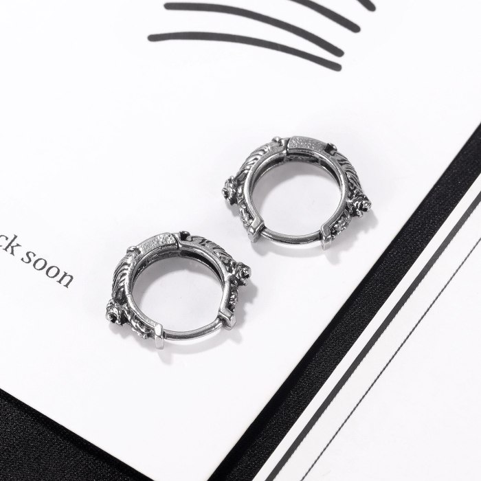 European-Style Retro Simple Circle Stainless Steel Stud Earrings Personalized All-Match Earrings for Boyfriend Gb671