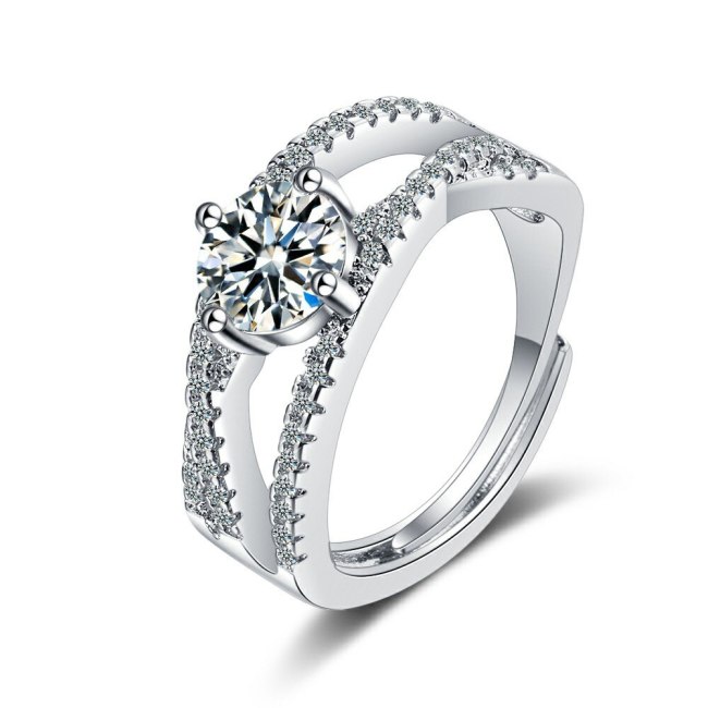 Foreign Trade Ring Female Zirconium Diamond Wide Surface Women's Ring Bracelet Xzjz383
