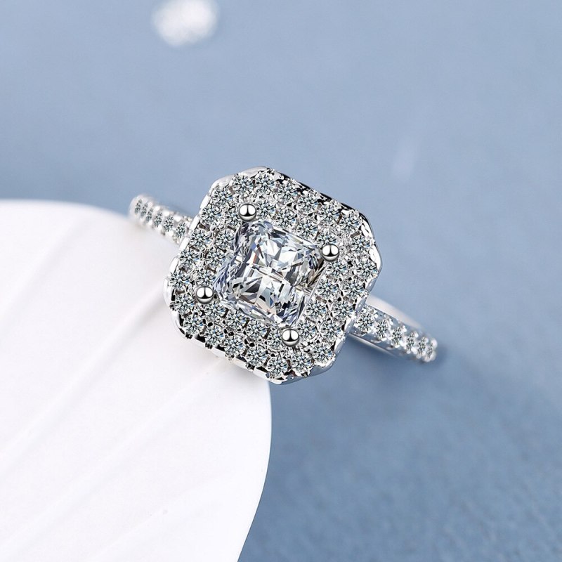Korean Style Ring Female Square Zirconium Diamond Wide Face Ring Jewelry Xzjz387