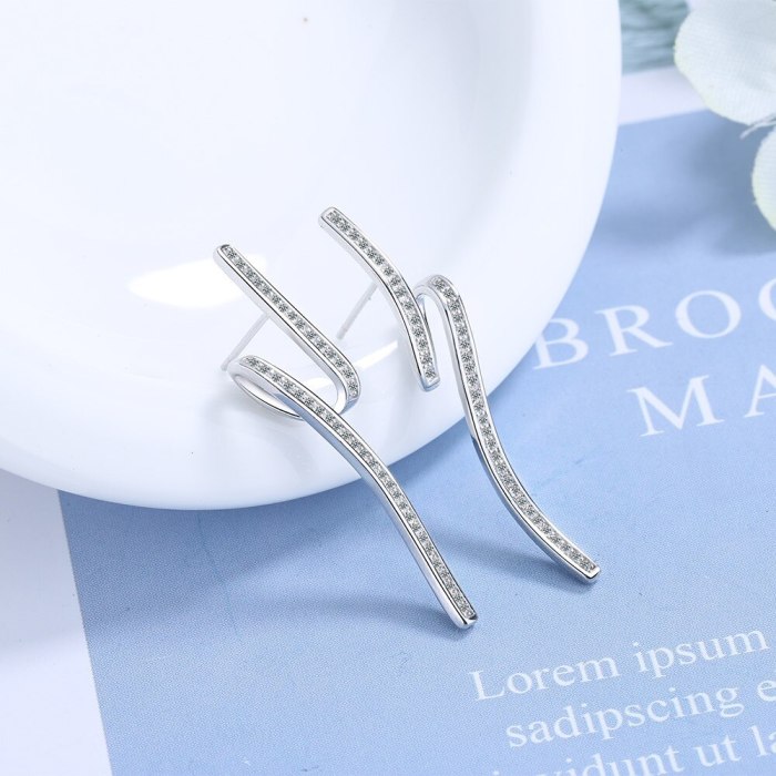 Wave Line Earrings Inlaid with Zirconium Diamond Ins Irregular Temperament Small Earrings Xzed913