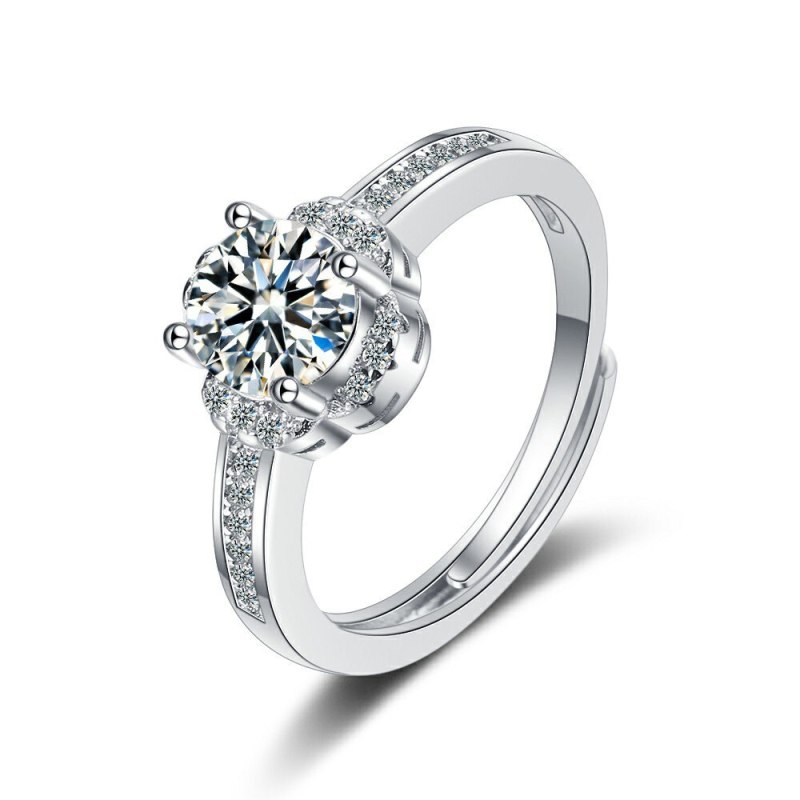Flash Zirconium Diamond Ring Open Mouth Design Fashionable Temperament Ring Women's Ring Bracelet XzJZ379