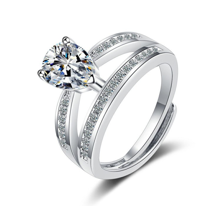Flash Zirconium Ring Open Mouth Design Fashionable Temperament Ring Women's Ring Bracelet Xzjz384