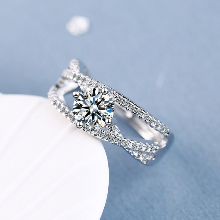 Foreign Trade Ring Female Zirconium Diamond Wide Surface Women's Ring Bracelet Xzjz383