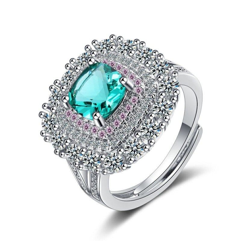 Korean Ins Ring Female Square Zirconium Diamond Wide Surface Women's Ring Bracelet Wedding Ring Xzjz390