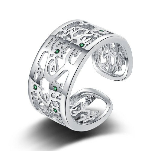 Diamond Lucky Tree Ring Men's and Women's European and American Style Hollow Open Ring Fashion Personality Xzjz389