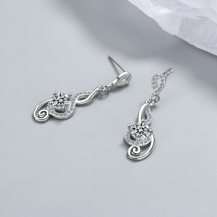 Women's Long Stud Earrings Korean Style Simple Personality Temperament Inlaid Zirconium Diamond Line Ear Rings Xzed917