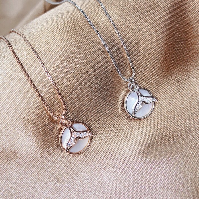 Fashion Simple Fish You Meet Necklace Zircon  Ins Dolphin Tail Clavicle Chain Necklace Female Accessories yh438