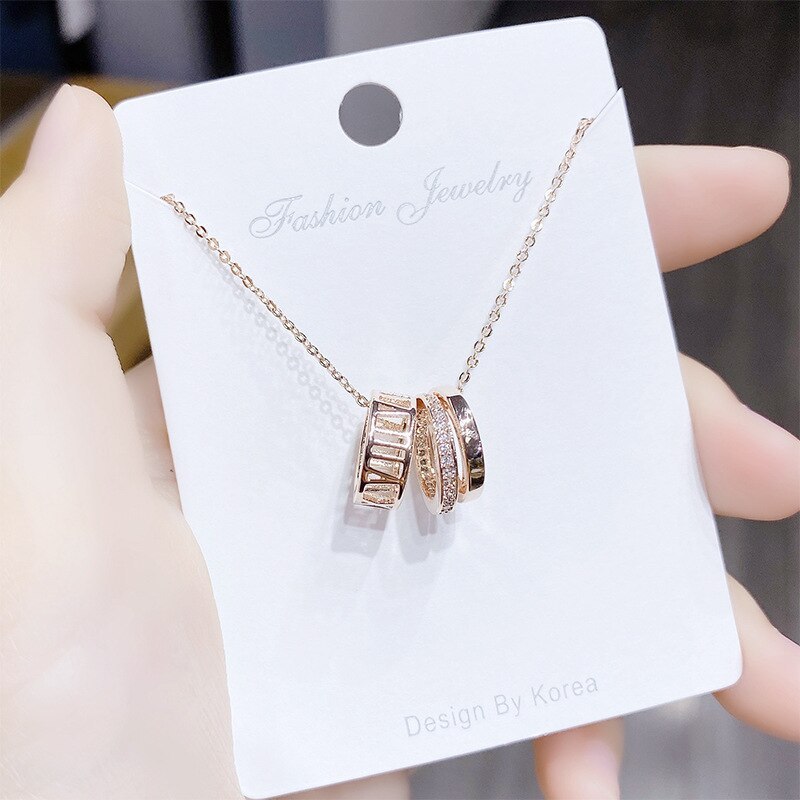 Korean Letter Necklace Women's Zircon Lucky Beads Clavicle Chain Women's Necklace yh148