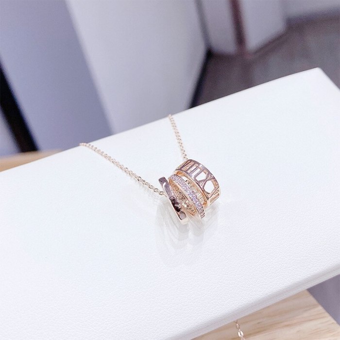 Korean Letter Necklace Women's Zircon Lucky Beads Clavicle Chain Women's Necklace yh148