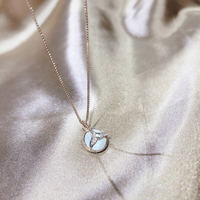 Fashion Simple Fish You Meet Necklace Zircon  Ins Dolphin Tail Clavicle Chain Necklace Female Accessories yh438