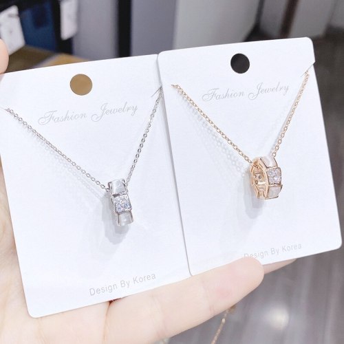 Korean Style Ring Cateye Necklace Women's Clavicle Chain Simple Zircon Necklace Popular Accessories yh212