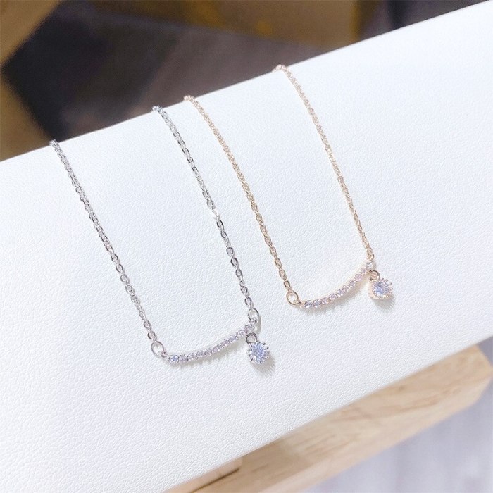 Smiley Face Necklace Women's Korean-Style Glossy Smile Pendant Micro-Inlaid Full Diamond Clavicle Chain Women's Ornament