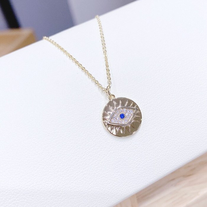 3A Zircon Personality Devil's Eye Necklace Female Jewelry Clavicle Chain 14K Gold Necklace Female Jewelry Wholesale Yhx391
