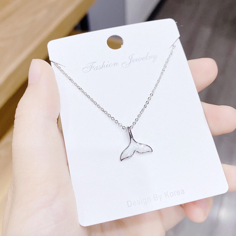Korean Style Elegant Fashion Beauty Fishtail Necklace Exquisite Clavicle Chain Girl Necklace Fishtail Pendant Jewelry