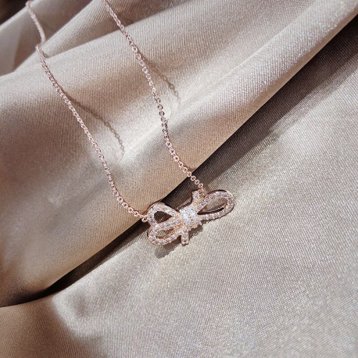 Korean New Necklace Clavicle Chain Female Super Fairy Sexy Bow Pendant