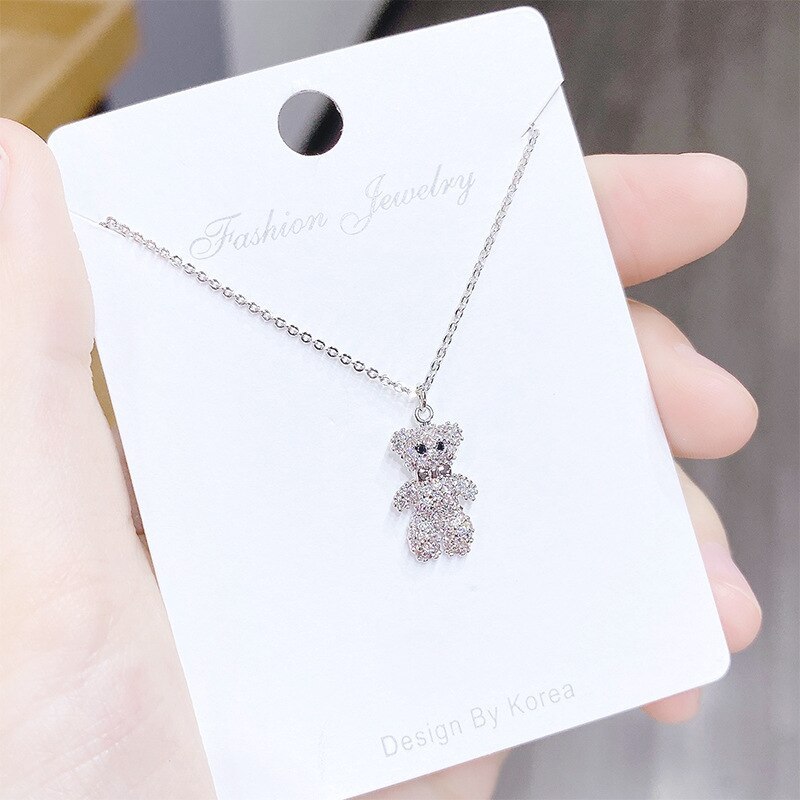Korean Style Clavicle Chain Teddy Bear Pendant Necklace Women's Fashion Accessories Simple Cute Jewelry