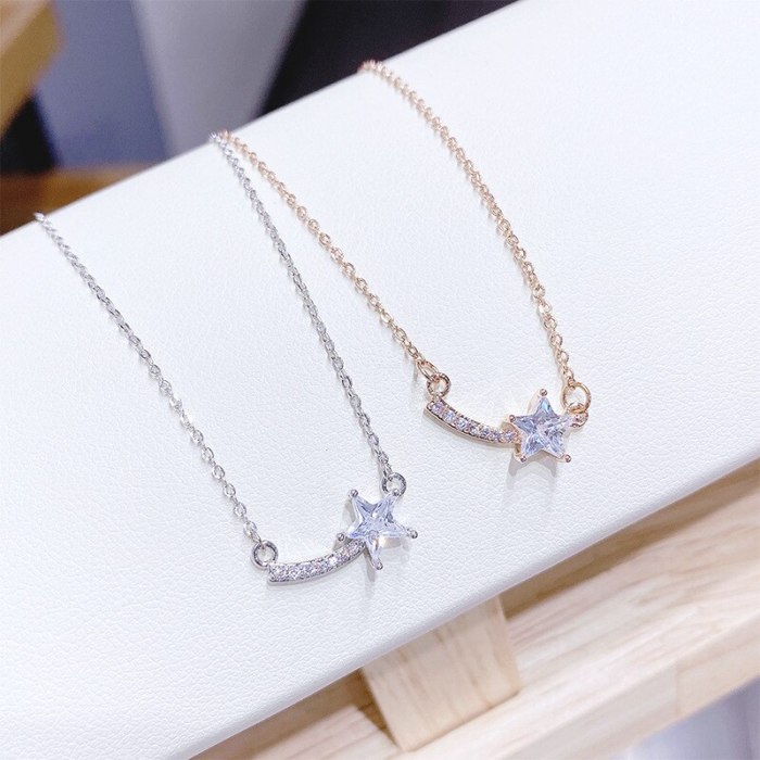 Five-Pointed Star Necklace Female Micro Inlaid Zircon XINGX Pendant Fashion All-Match Clavicle Chain Necklace Wholesale Yhx487