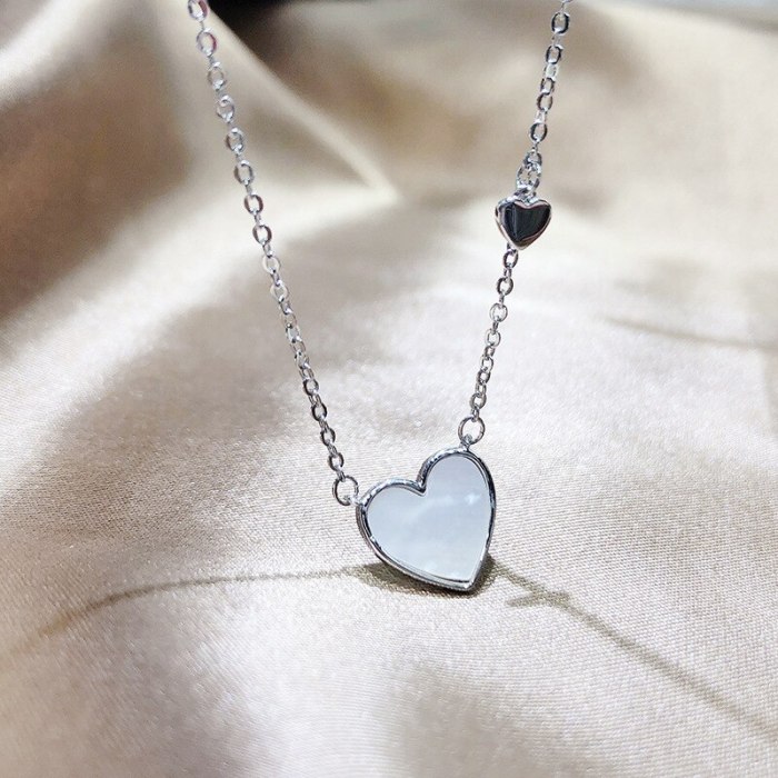 Gold Plated Heart-Shaped Necklace Full Diamond Rhinestone Korean Peach Heart Pendant Clavicle Chain Female Necklace Jewelry