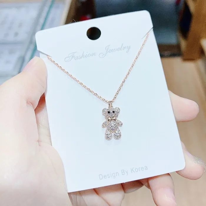 Korean Style Clavicle Chain Teddy Bear Pendant Necklace Women's Fashion Accessories Simple Cute Jewelry