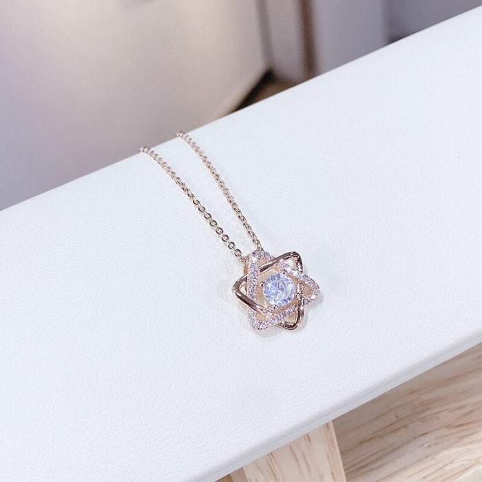 Korean Six-Pointed Star Necklace All-Match Diamond-Embedded Hexagonal Star Geometric Smart Short Clavicle Chain Women's Necklace