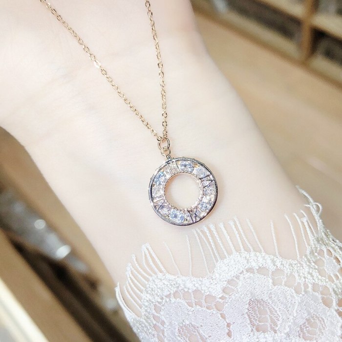 Titanium Steel Copper Micro Inlay English Letter Necklace White Gold Plated round Zircon Letter Pendant Necklace Yh449